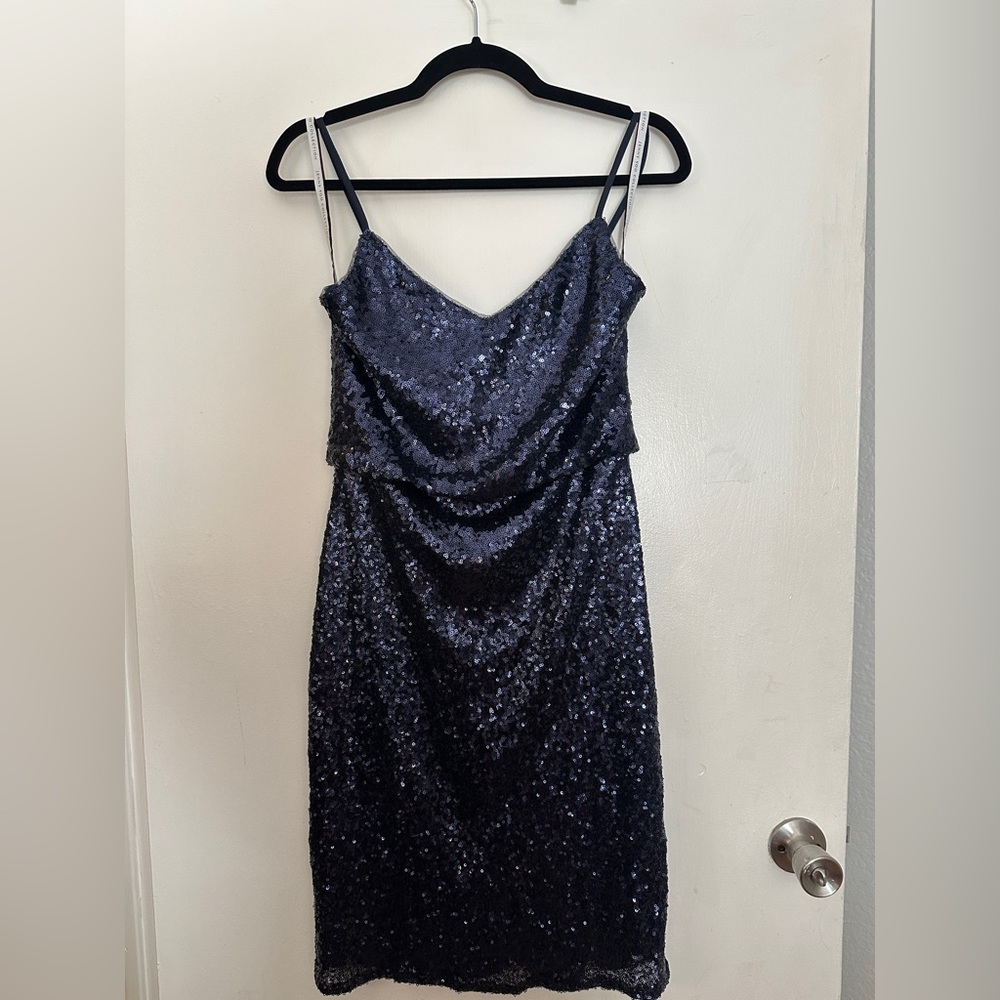 Jenny Yoo Shirt Sequin Dress - Emery - Navy - size 4